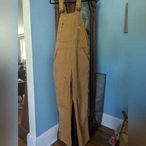 Women's brown Carhartt Canvas Cotton Overalls Medium